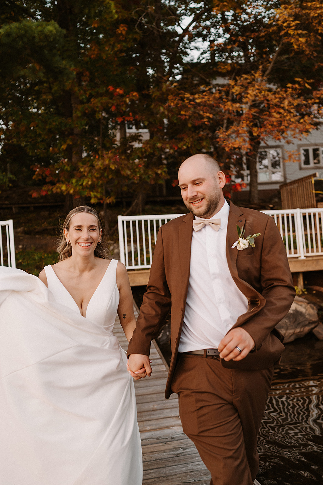 Golden hour wedding portraits by the lake Muskoka Ontario - Muskoka Wedding Photographer
